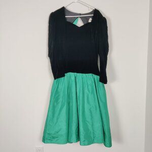 Orite Women's Vintage Dress Size 15/16 Black Turquoise Lined 80s 90s Party Style